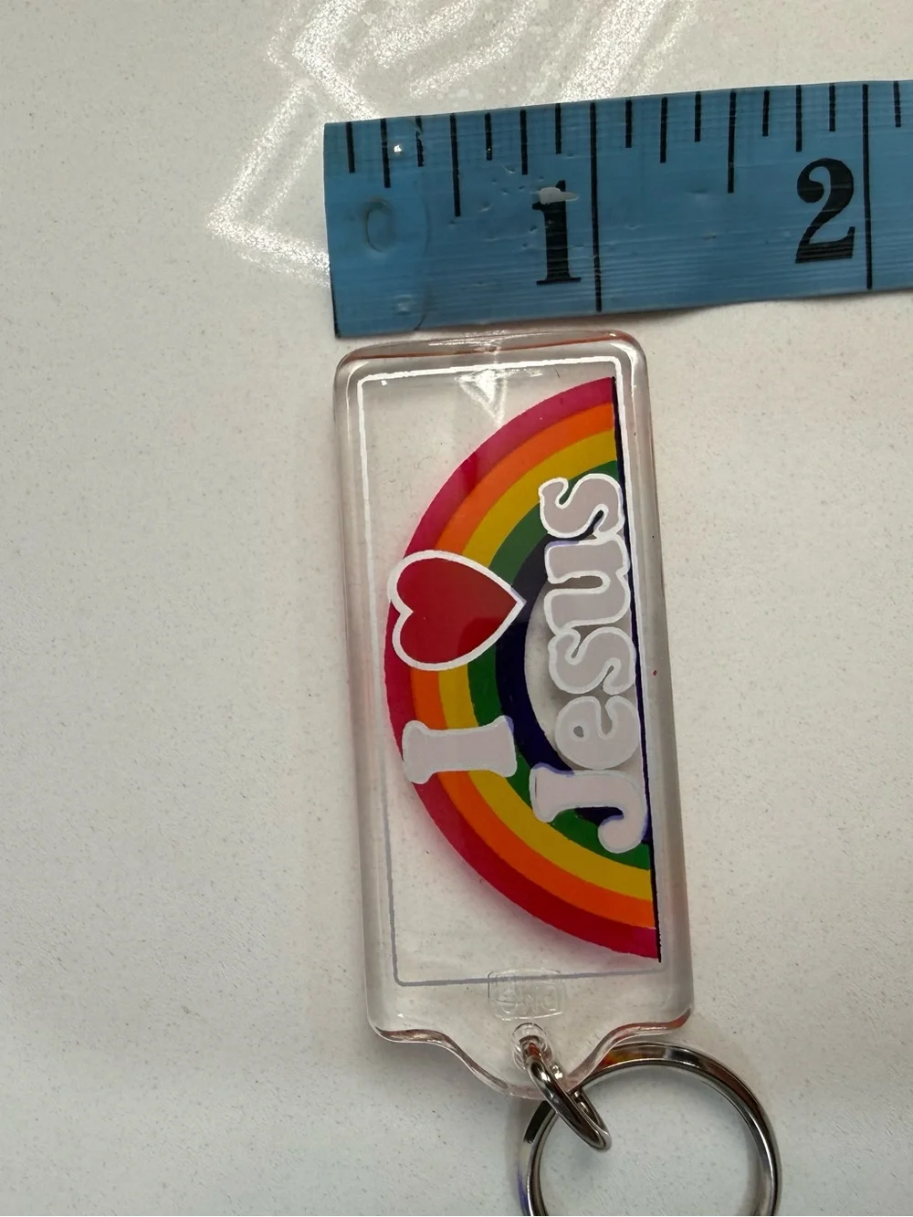 Keychain I Love Jesus Rainbow - Clear